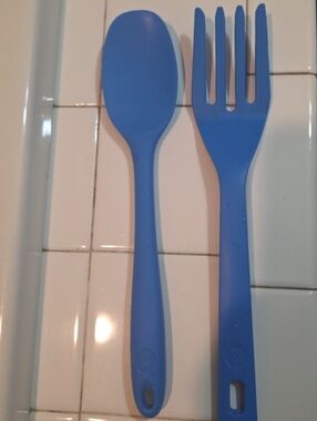 Weight Watchers WW Silicone Serving Fork And Spoon Blue Kitchen Utensils